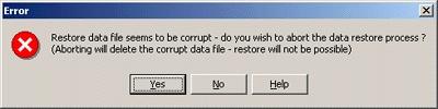 Once a restore data set has been created, access to the dialog may be password protected, see below.