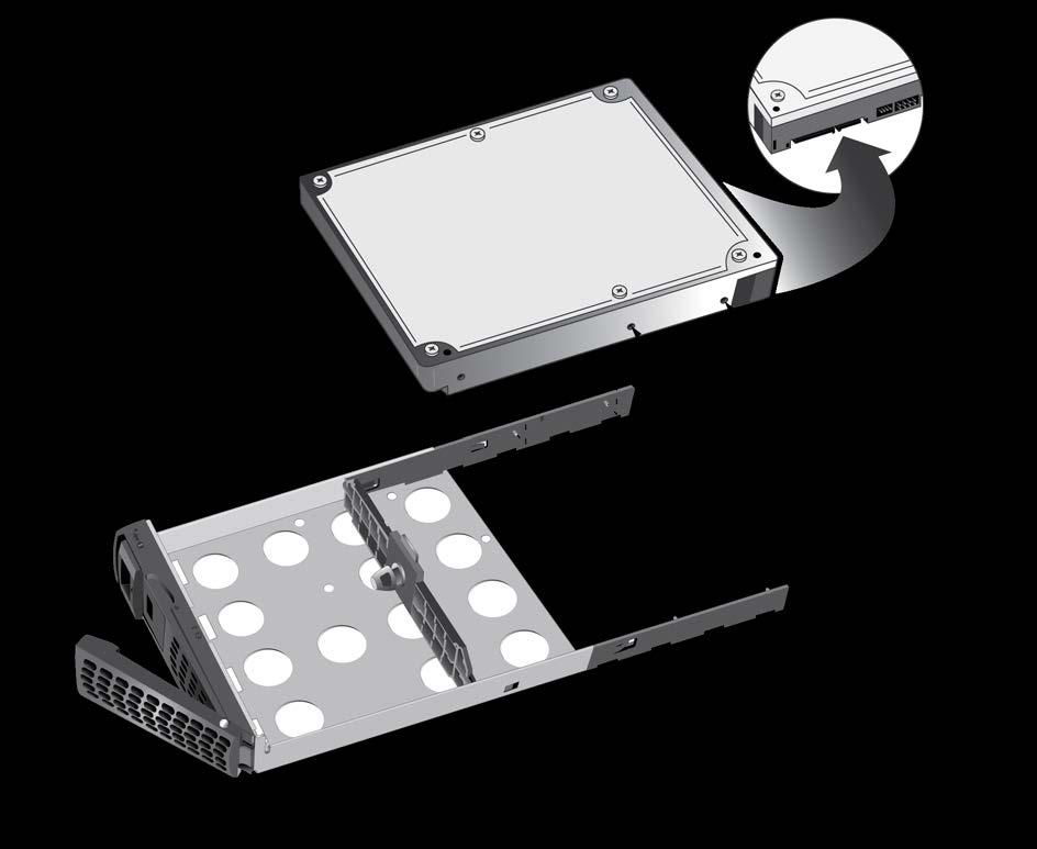 Make sure that the HDD mounting holes are aligned with the bracket's mounting