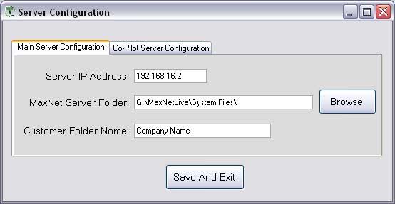 BACKUP from the Configure System menu strip and save the Configuration.ini file to the desired folder location.