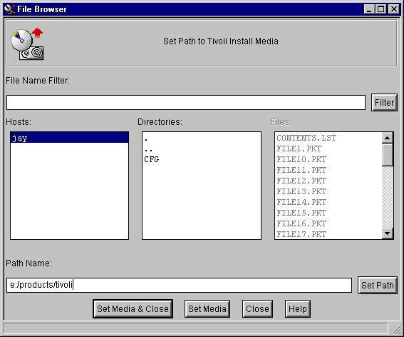 Use Select Media... to open the File Browser dialog, which is described below.