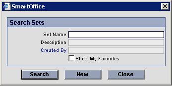 Components of Sets Search Sets From the side menu, click People & Companies and then select Sets from the expanded menu to open the Search Sets dialog box.