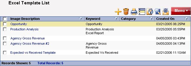 Export List: Click this button to export the data in the spreadsheet to CSV, XML, or TAB Separated format.