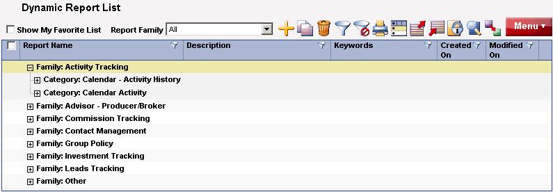 Dynamic Reports Dynamic Report List 1. From the side menu, click Reports and then select Dynamic Reports from the expanded list to open the Search Dynamic Reports dialog box. 2.