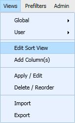 Edit Sort Window View You may customize the Sort window view, by adding or deleting columns, reordering