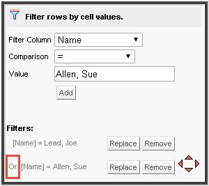 Filter Column Field - select an available column. 1. When selecting certain columns, an icon appears next to the Value field - use it to set the value. 2.