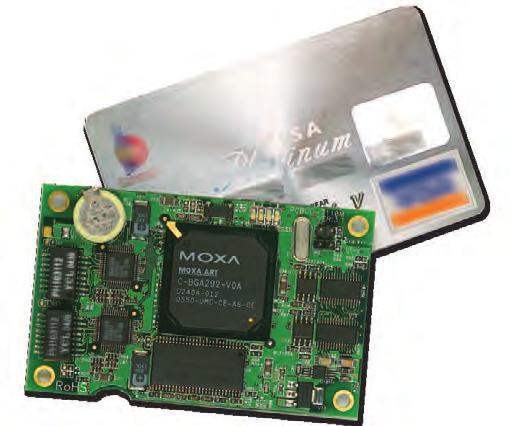 Embedded CPU Modules EM-1220 Series RISC ready-to-run embedded core modules with 2 serial ports, dual LANs, SD MOXA ART ARM9 32-bit 192 MHz processor 16 MB