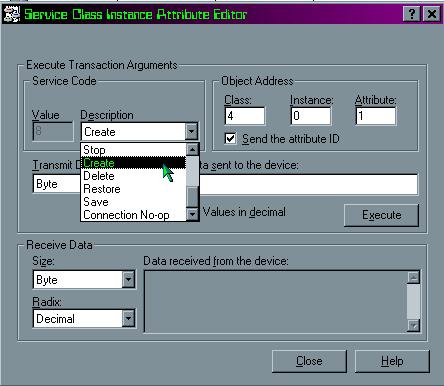 Fieldbus Controller 750-806 107 Starting-up Fieldbus Nodes 19.Confirm the warning information by clicking on the "Yes" button. The dialog window "Service Class Instance Attribute Editor" appears. 20.