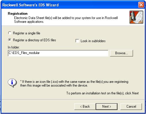 Rockwell software Installing the EDS files Chapter 2 Rockwell software Figure 2: Selection of EDS files to