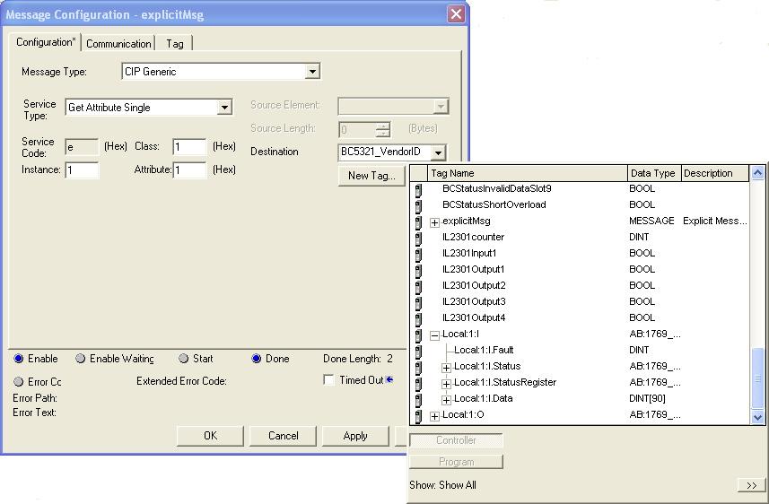 Rockwell software Configuring a project with RSLogix 5000 Chapter 2 Rockwell software Figure 33: Explicit messaging - configuration window 5.