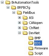 B&R Fieldbus Configurator Create a DeviceNet configuration The Configurator's EDS folder can be moved anywhere in the directory structure. It is also possible to create a new folder.
