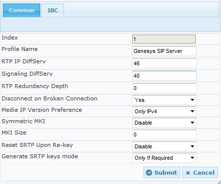 Telenor SIP Trunk with Genesys Contact Center 3.6 Step 6: Configure IP Profiles This step describes how to configure IP Profiles.