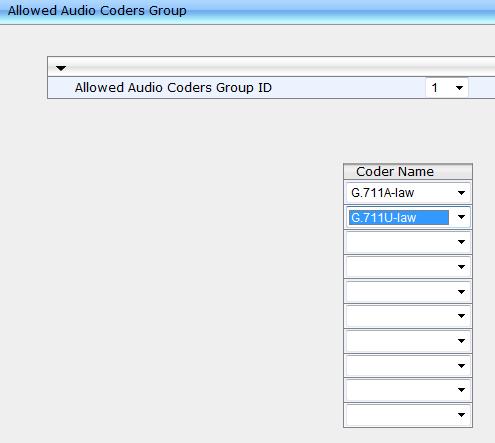 Configuration Note 3. Configuring AudioCodes SBC 3.7 Step 7: Configure Coders This section shows how to configure an Allowed Coders Group to ensure that voice sent to the ITSP SIP Trunk uses the G.
