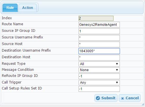 Telenor SIP Trunk with Genesys Contact Center 4. Configure a rule to route calls from the Genesys Contact Center to the Remote User Agent Group.