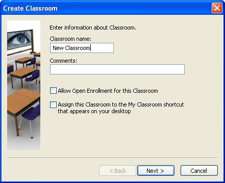 Create a Classroom 5 3. In the Create new Vision Classroom window, enter the classroom name and any comments you want to add. Comments appear in the classroom properties.