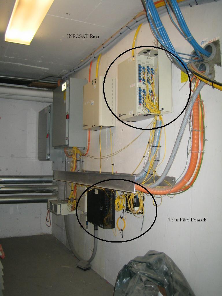 c. Large high rise multi tenant building supplying fibre based services Main Telephone Room MTR Building riser cable & termination panel See Section 5d & figure 5e TELUS fibre cable