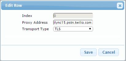 Microsoft Lync & Twilio SIP Trunk Figure 4-12: Configuring Proxy Address for Twilio SIP Trunk ii.