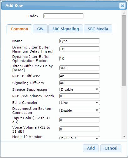 Configuration Note 4. Configuring AudioCodes E-SBC 4.6 Step 6: Configure IP Profiles This step describes how to configure IP Profiles.