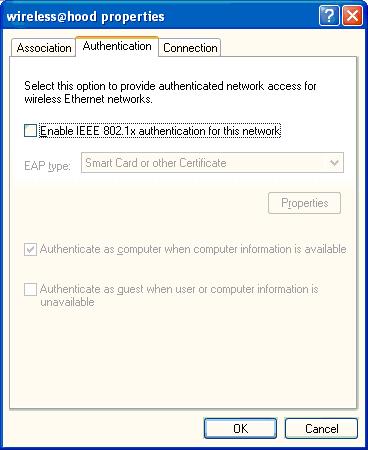 In the window that opens: Set Network Authentication to Open.
