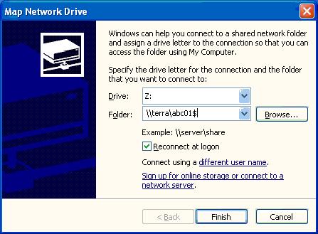 STEP FOUR: (optional) Connecting to your Z drive NOTE: For windows 98se and Me users, when you log onto the Pergola Domain with your account, your Z Drive should map automatically.