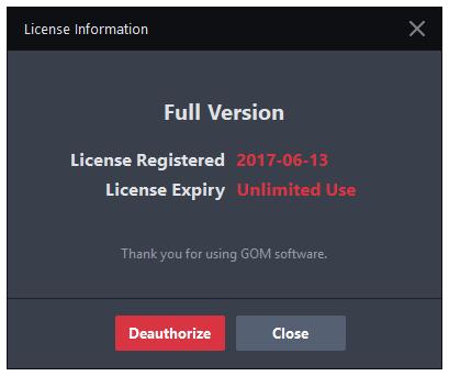A registered license on a PC can be unregistered in the following steps: 1. Run GOM Mix Pro. 2.