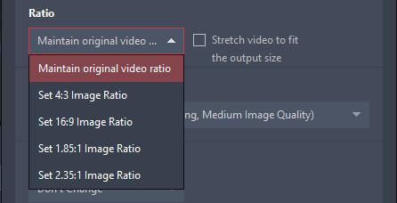 4) Video Tab Settings for the image size, ratio, resize filter and frame. 1 2 3 4 Image 39.