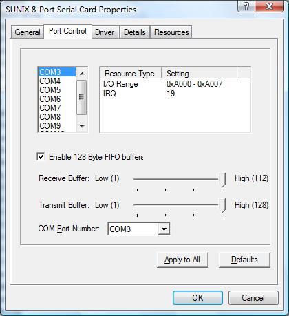 (2) Right click the SUNIX Serial Card item from the Multifunction adapters sub-tree and click Properties.