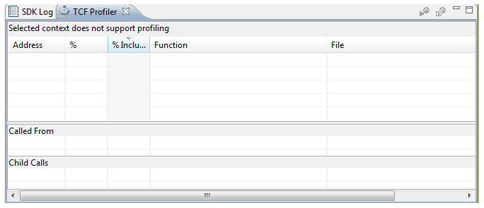 Chapter 8: Software Profiling Using SDK X-Ref Target - Figure 8-1 Figure 8-1: TCF Profiler View 4. Click the Start button to begin profiling.