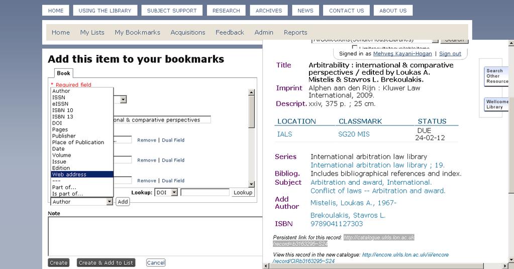 You can manually add a Web address field to the bookmark; this is useful