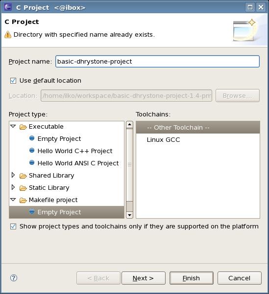 Working with Eclipse Now you need to add as projects the basic-dhrystone-project-1.4-pm9263 example.