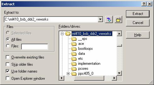 zip file Unzip to the ml410_bsb_ddr2_vxworks