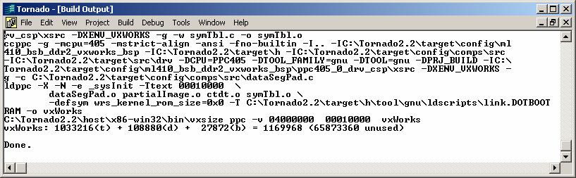 Create VxWorks System Image A successful compile creates a VxWorks ELF