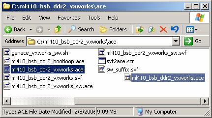 Run ACE File Copy ml410_bsb_ddr2_vxworks.