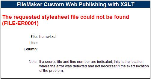 110 FileMaker Server Advanced Custom Web Publishing Guide When the Web Publishing Engine is operating in Development mode, the error page for this type of error contains an error message and error