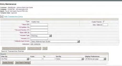 templates and prepare them for bank processing. Batches are displayed to the user based on the ACH Company ID associated with the batch.