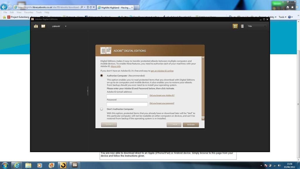 9. Create an Adobe ID and authorize your computer with the