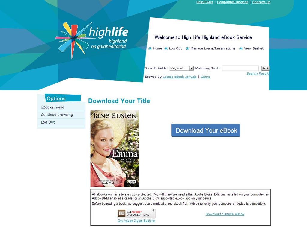 Go back to High Life Highland ebooks page and select Download