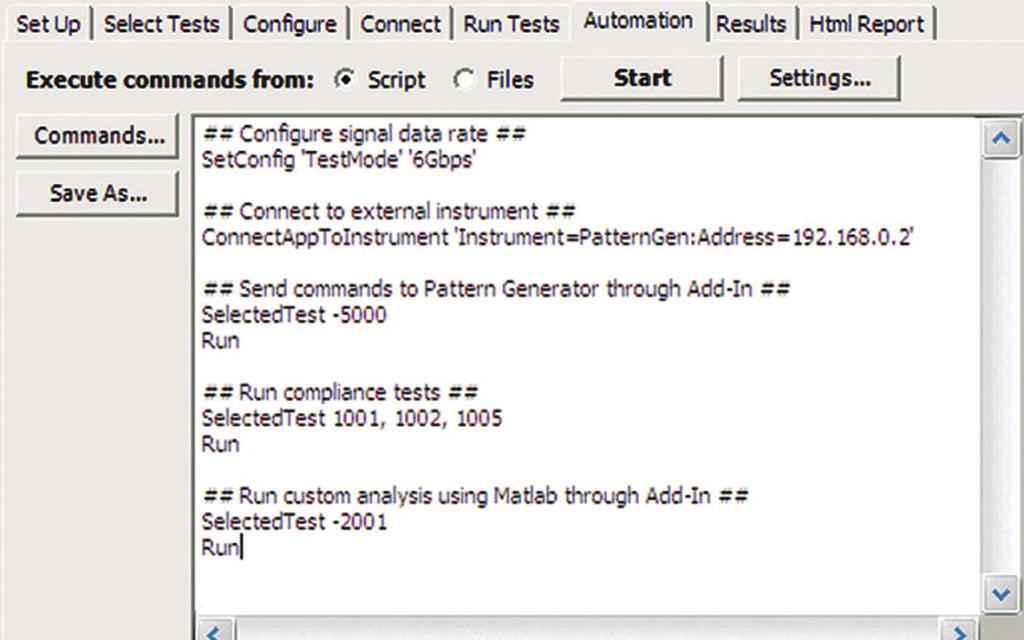 12 Keysight N6462A and N6462B DDR4/LPDDR4 Compliance Test Software - Data Sheet Automation You can completely automate execution of your application s tests and Add-ins from a separate PC using the
