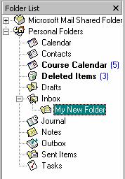 For example, you may create a folder for messages from a certain person or related to a particular project. 1. Click FILE, NEW, FOLDER. 2.