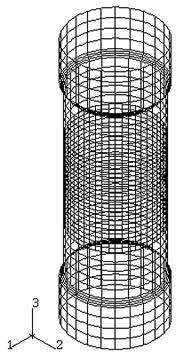 The cylinders used in the investigation can be accurately modelled using shell elements, which allows the ABAQUS line-spring element to be used to model the flaws.