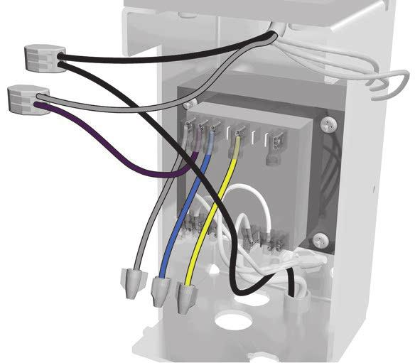 Task 5. Cap the yellow, blue, and gray wires from the transformer with wire nuts. NOTE The gray wires do not connect to each other for this configuration.