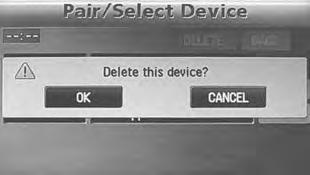 If the on-screen button is pressed, the paired Bluetooth audio device can be deleted.
