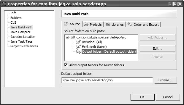 Working with Java Elements 105 Figure 3.23 Defining an Output Folder for a Source Folder contain the project itself and the default JRE.