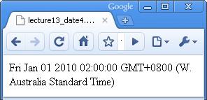 D ate Initia lis ed U s ing S evera l Pa ra m eters new Date(yr, mth, day, hrs, mins, secs, ms) Parameters are numbers and optional.