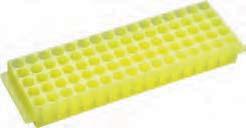 E2115-5001 5 Green E2115-5002 5 Red E2115-5004 5 Yellow E2115-5006 5 *Black base and lid 64-Place Tube Rack for 0.5 ml Tubes Polypropylene, for use with 0.