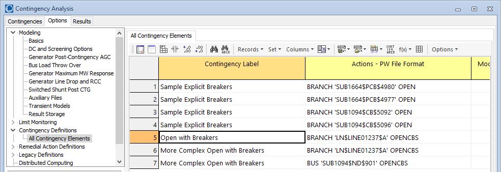 Example Contingency Analysis Explicit Breakers