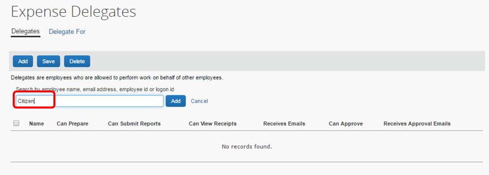 For Corporate Cardholders with existing delegation arrangements, your delegate/s should already be added for you in Concur against your user profile.