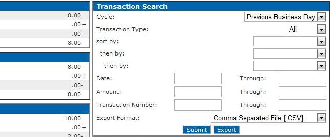 Select Account Section) Mouse over Transactions Click
