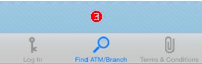 Location screen from the main menu under Find ATM/Branch