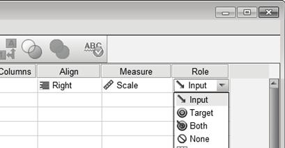 36 SPSS for psychologists Role The final column of the Variable View table is called Role. This is a recent addition to SPSS, and is intended to help users who are undertaking complex analyses.