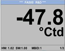 Dew point FA 500 easy operation via keys at the display The integrated display shows the dew point in big gures as well as further humidity parameters on two more display pages.